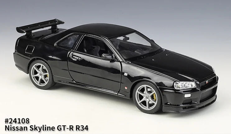 Welly 1:24 Skyline GT-R R34 Imitation Alloy Car Model Toy Collection Diecast Toy Vehicles