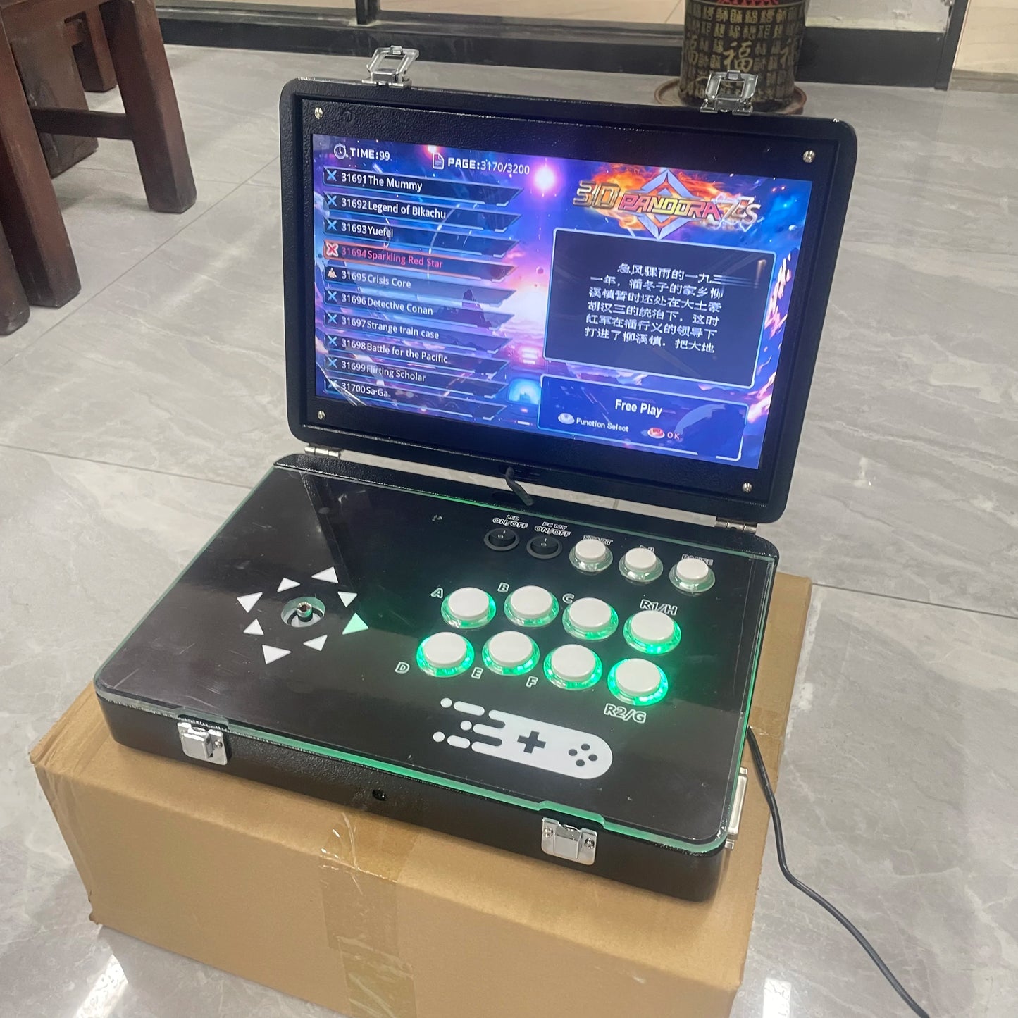 Custom 14-inch Screen Portable Folding DJ Game Machine Joystick Gaming Box Barton Retro Entertainment Game Machine KUBIXION