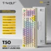T-WOLF T50 Wired Mechanical Keyboard 85% Keyboard 97 Keys Hot Swappable Blue Switch Gaming USB Wired RGB Light Led Keyboard Game