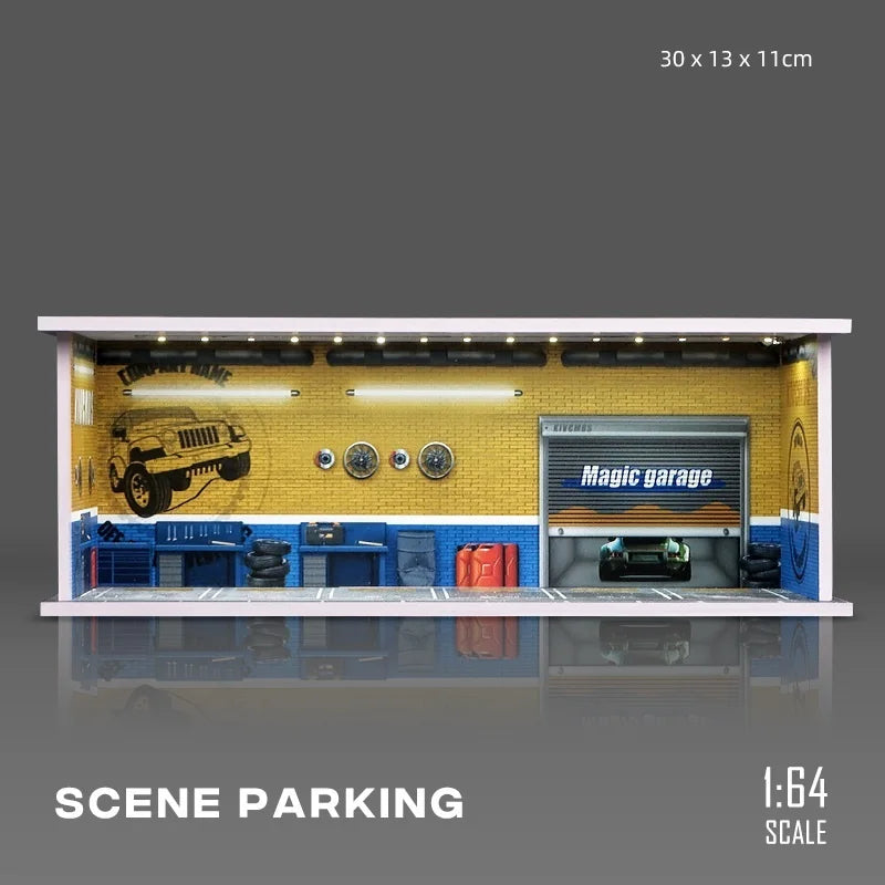 2024-11 Parking Lot 1:18 Diecast Car Model Parking Space Solid Wood Garage Model Handmade DIY Scene Customization