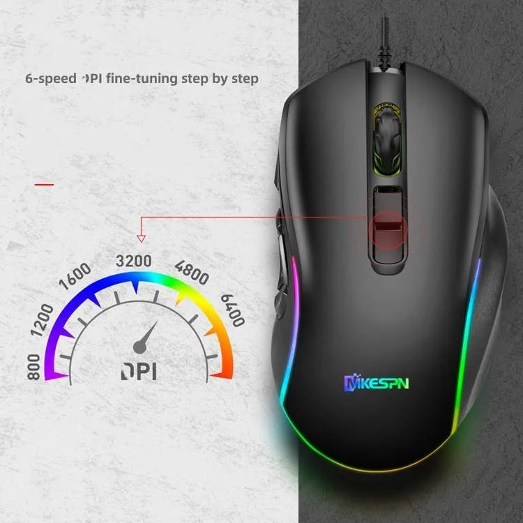 MKESPN X9 RGB Macro Defines a Programmable 6D Gaming Wired Mouse10 Buttons Gaming Mouse E-sports Mice