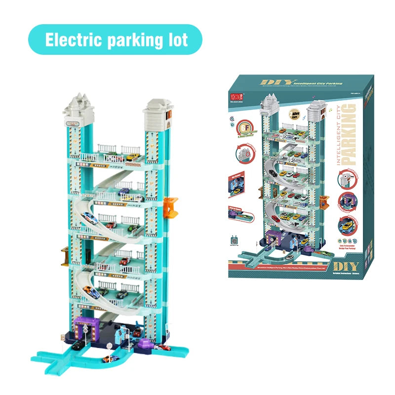 Children's Track Toy Car Smart Liftable Electric Simulated Parking Garage 3D Track Toy for Boys Birthday Gift