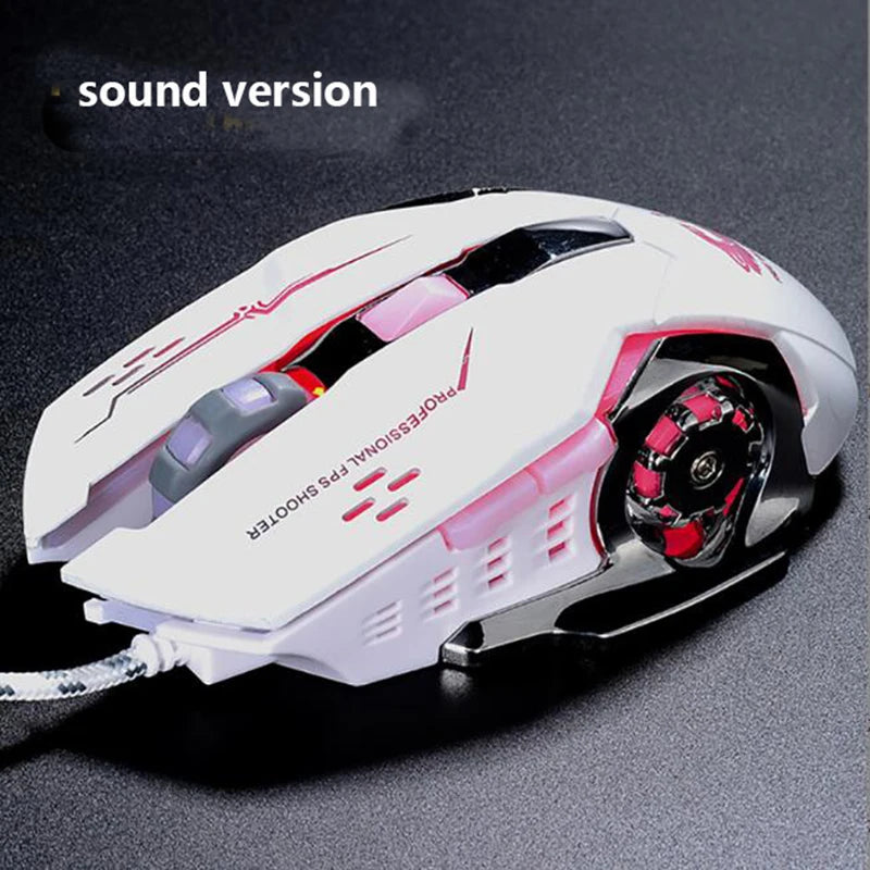 Ergonomic Wired Gaming Mouse With 6 Programmable RGB LED Keys 4000DPI USB Silent Gamer Mice for PC Computer & Laptop