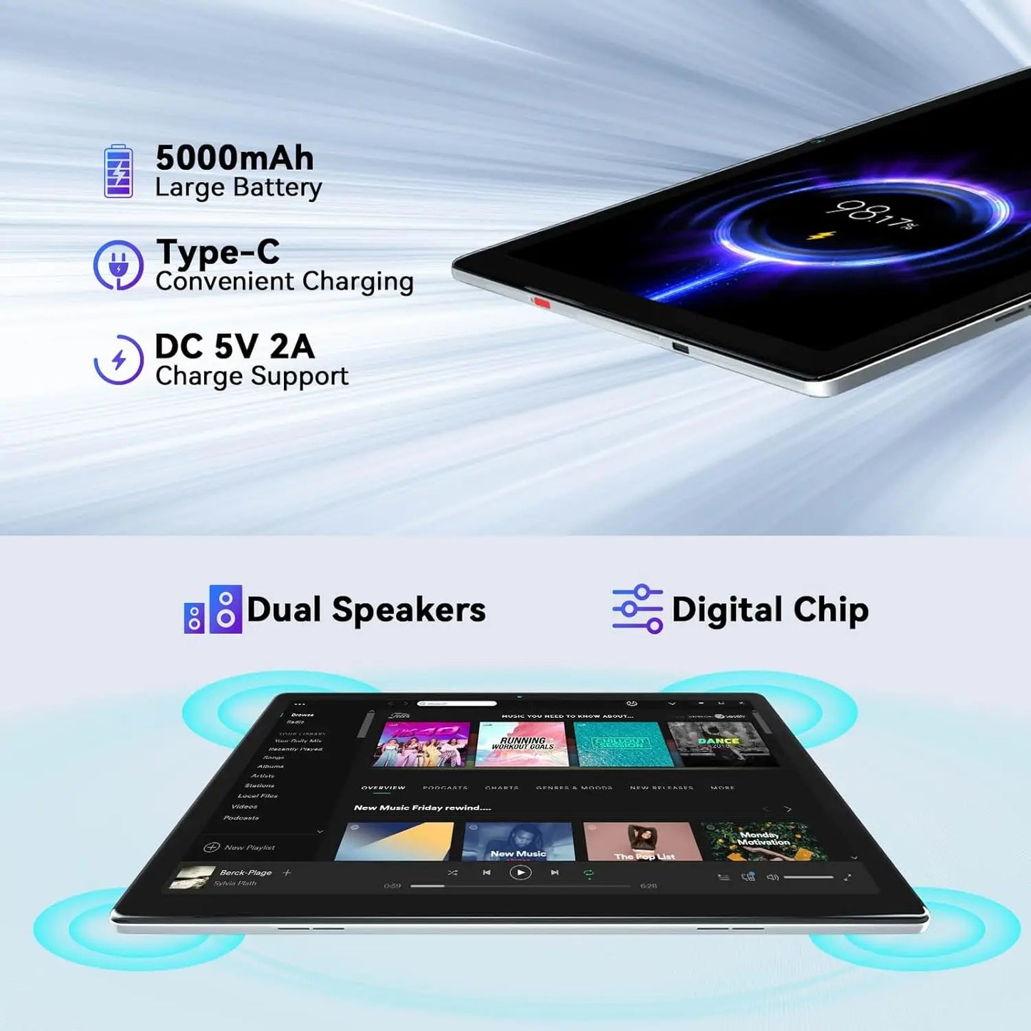 AEEZO MB1001 10 Inch Android Tablet Quad-Core 6GB RAM 64GB ROM 5MP+8MP Dual Camera HD IPS Display WiFi Bluetooth PC Pad Tablets