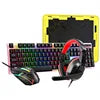4 In1 Colorful Backlit Mouse and Large Size Mousepad and Gaming Headset and Keyboard Free Shipping