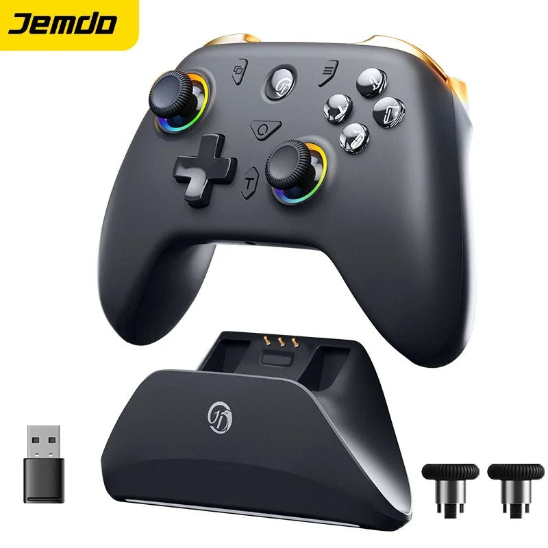 Jemdo Wireless Gaming Controller for Switch 2 PC Android IOS with Dual Hall Joystick Macro Back Buttons RGB Light Ring