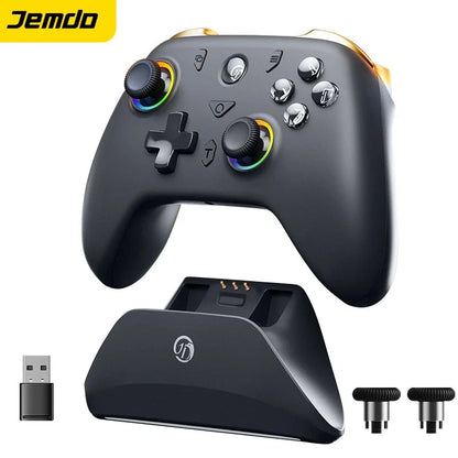 Jemdo Wireless Gaming Controller for Switch 2 PC Android IOS with Dual Hall Joystick Macro Back Buttons RGB Light Ring