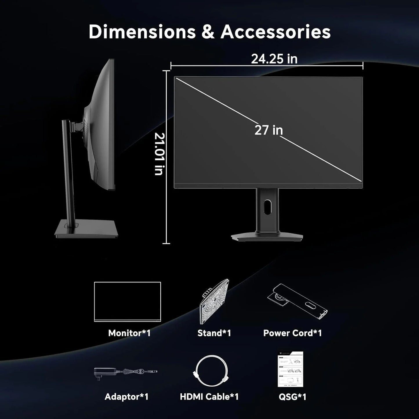540Hz Esports Gaming PC Monitor, 27 Inch 2K 4K Frameless LED Display, 1ms Response 100% sRGB Low Blue Light Pro Gamer Screen