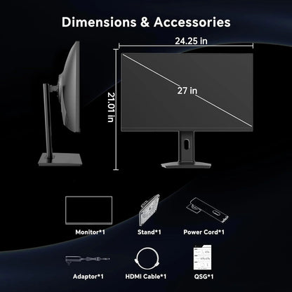 540Hz Esports Gaming PC Monitor, 27 Inch 2K 4K Frameless LED Display, 1ms Response 100% sRGB Low Blue Light Pro Gamer Screen