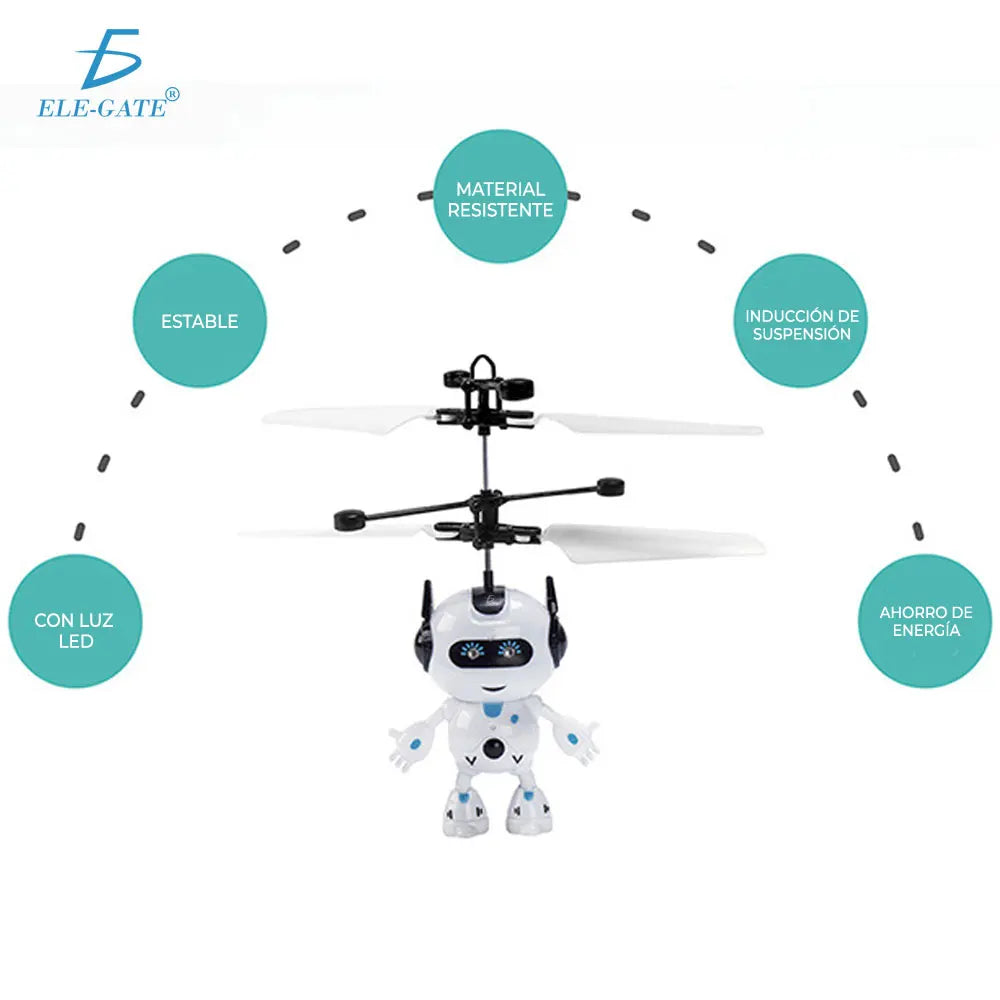 ELE-GATE Mini Electronic Flying Drone Sphere Plastic Toy with LED Lights and Manual Sensor Model JUG.FXQ5098 for Ages 5-7