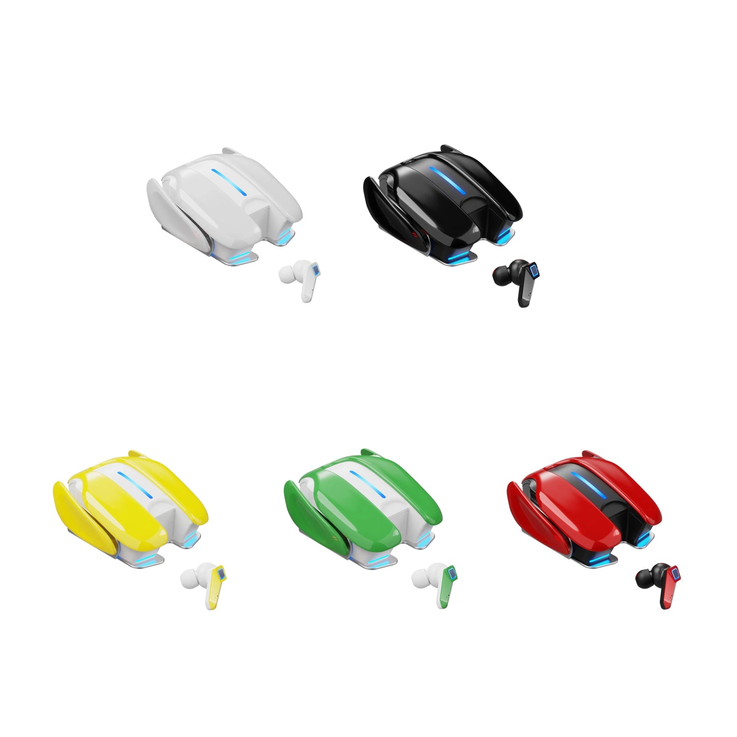 K-68 TWS Earbuds Low Latency Sports Car-Look Gaming Earphones with LED Indicator Power Bank Function in Multiple Colors