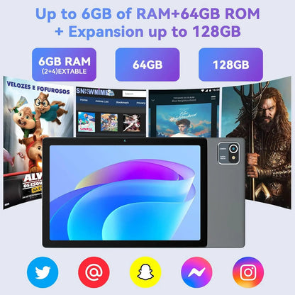 AEEZO MB1001 10 Inch Android Tablet Quad-Core 6GB RAM 64GB ROM 5MP+8MP Dual Camera HD IPS Display WiFi Bluetooth PC Pad Tablets