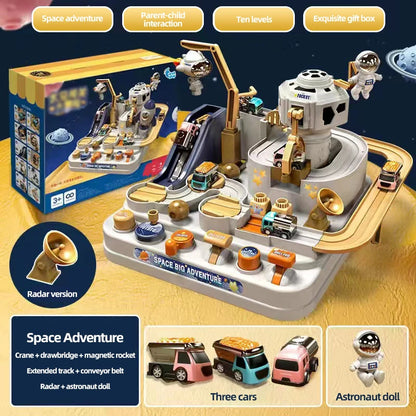Children's Puzzle Car Adventure Game Track Parking Toy Car Set Astronaut Orbital Glide Car Toy Cosmic Adventure Educational Toys