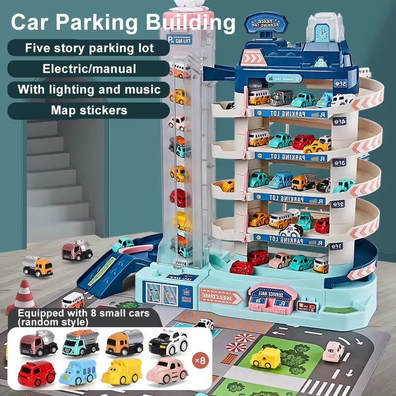 Parking Toys Multi Storey Electric Parking Rotating Amusement Park Toy Car Park Kids