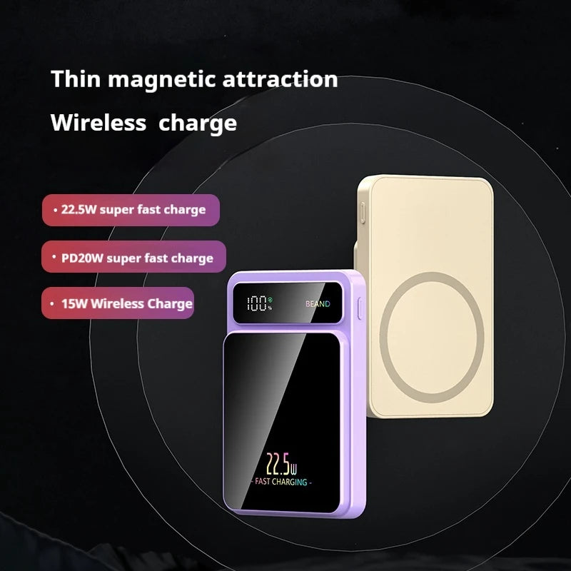 Thin Powerful Magnetic Power Bank 5000mah 15w Wireless PD 20W Fast Charging USB-C Output Battery Pack Mobile Power