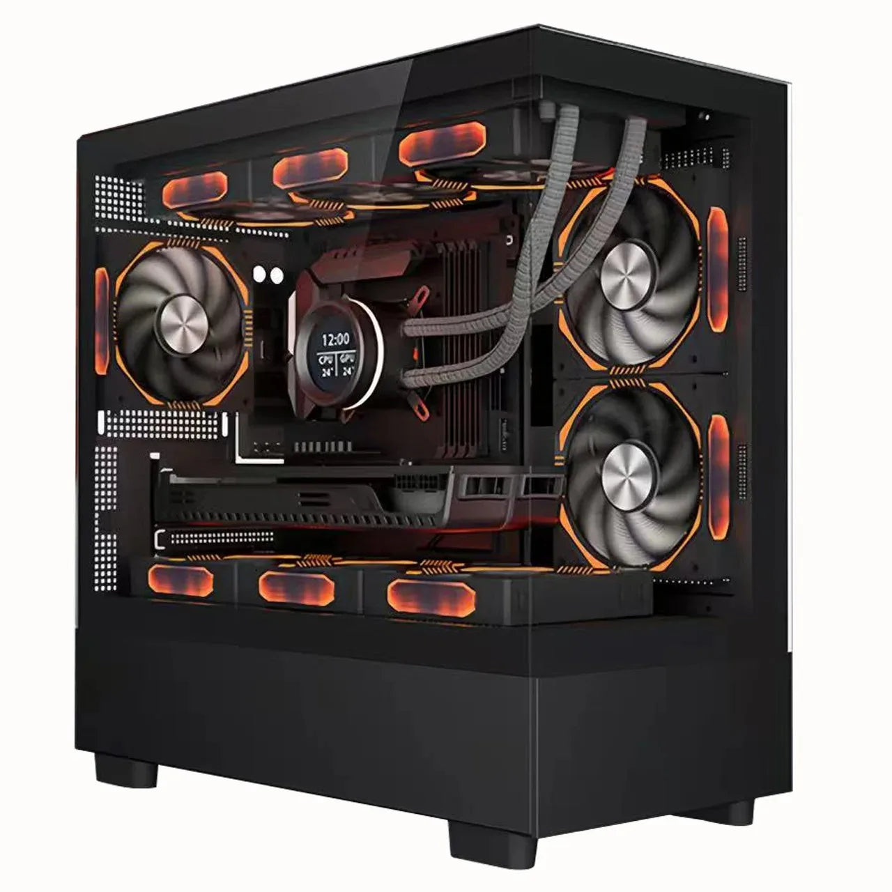 GAMDIAS ATX Mid-Tower Gaming PC Case Includes 3 X 120mm ARGB Fans High Airflow Mesh Audio Ports Front Tempered Glass Side Panel