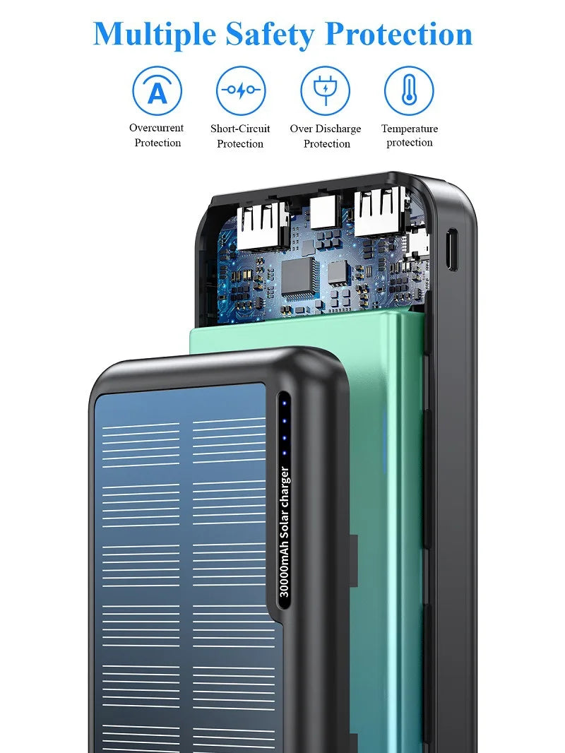 Portable Charging Treasure Large Capacity Outdoor Solar Mobile Power LED High Brightness Flashlight Mobile Battery Solar Charger