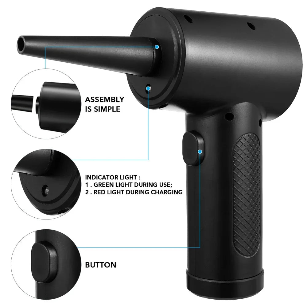 Portable Air Duster Cordless Fan Blower 51000RPM Wireless Rechargeable Dust Clean Tool for Computer Keyboard Car Pet Care