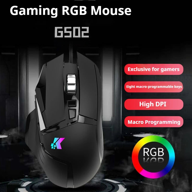High Performance G502 RGB Backlight USB Wired Gaming Mouse Durable Programmable Design for Right Desktop Gamers Adjustable DPI