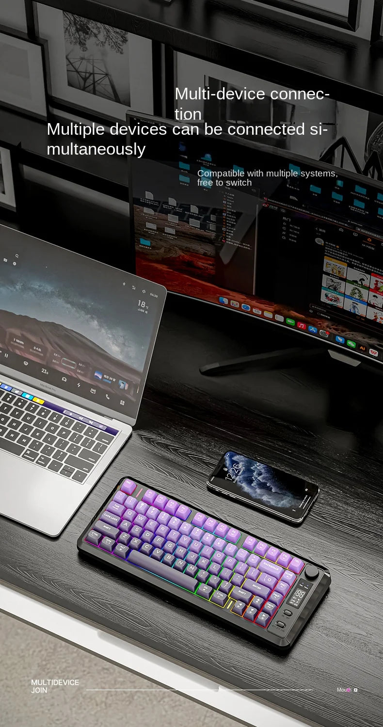 Free Wolf M75 Wireless Dual-Mode Mechanical Membrane Keyboard 87 Keys RGB Backlit Gaming E-Sports Office Use USB-C PBT