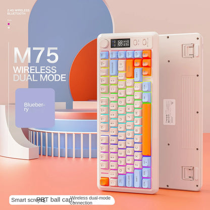 Free Wolf M75 Wireless Dual-Mode Mechanical Membrane Keyboard 87 Keys RGB Backlit Gaming E-Sports Office Use USB-C PBT