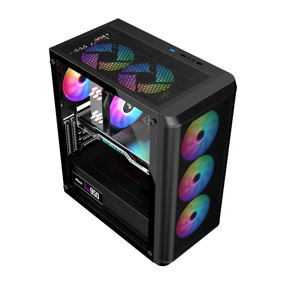 Custom Tempered Glass Panels Gaming Style Window Computer Case Cabinet Desktop with USB 3.0 PC Case