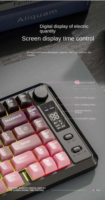 Free Wolf M75 Wireless Dual-Mode Mechanical Membrane Keyboard 87 Keys RGB Backlit Gaming E-Sports Office Use USB-C PBT