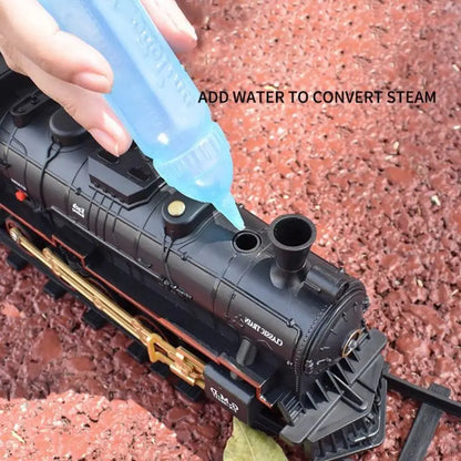 Classical Railway Train Slot Toys ABS Water Steam Locomotive Add Water to Smoke Electric Train Set with Light & Sound