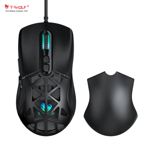 T-WOLF G520 Gaming Mouse RGB Cable Game Mouse INST 8251 Magnetic Back Cover Hole Game Mouse with Software for Laptop Pc Gaming