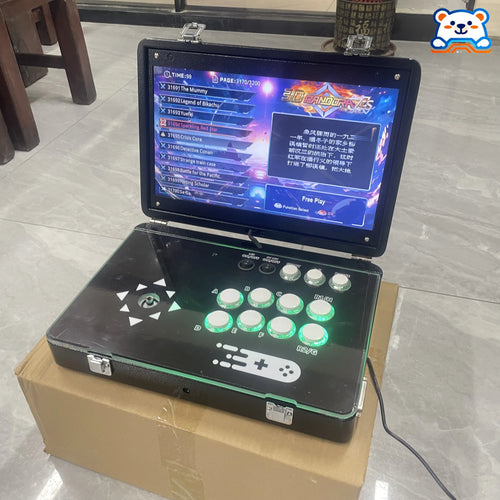 Custom 14-inch Screen Portable Folding DJ Game Machine Joystick Gaming Box Barton Retro Entertainment Game Machine KUBIXION
