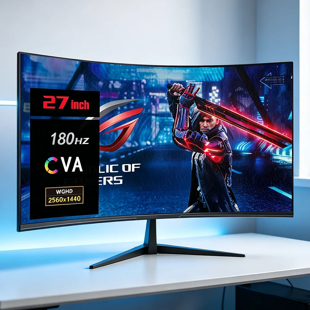 27 Inch 2560x1440 2K 180HZ Curved LED Screen Computer Gaming Monitor PC