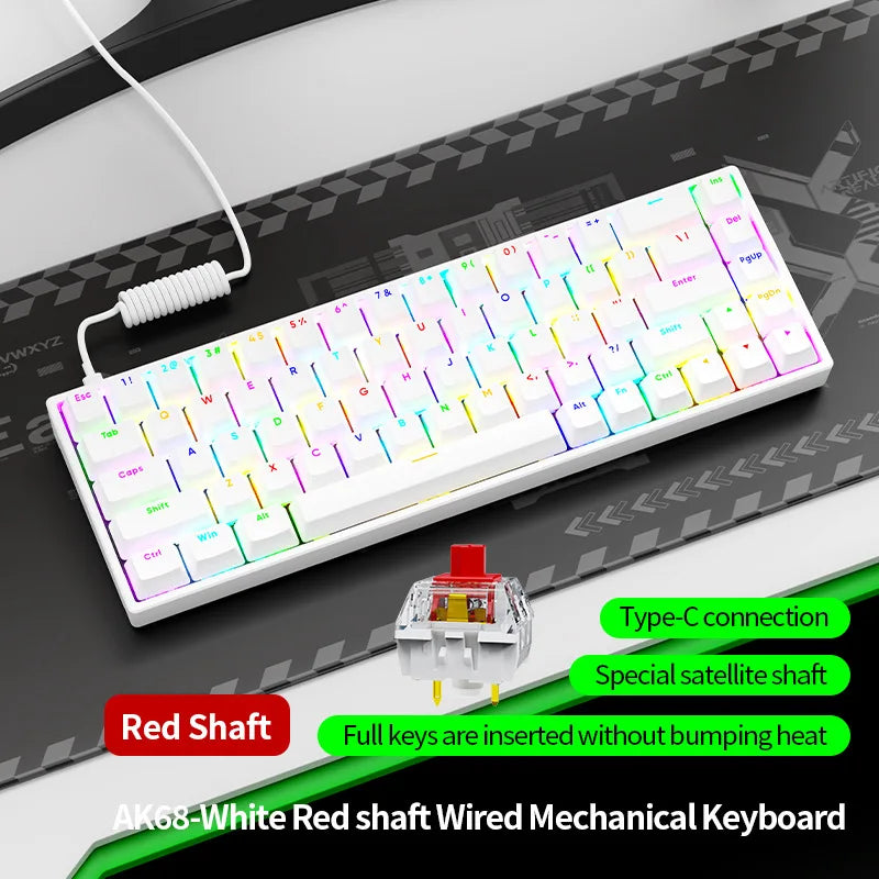 Luminous Mechanical Gaming Keyboard 68 Keys Wired Desktop & Laptop Blue & Red Switches
