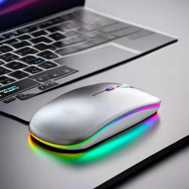 Rechargeable BT Wireless Mouse with 2.4GHz USB RGB 1600DPI Mouse for Computer Laptop Tablet PC Gamer Gaming Mouses