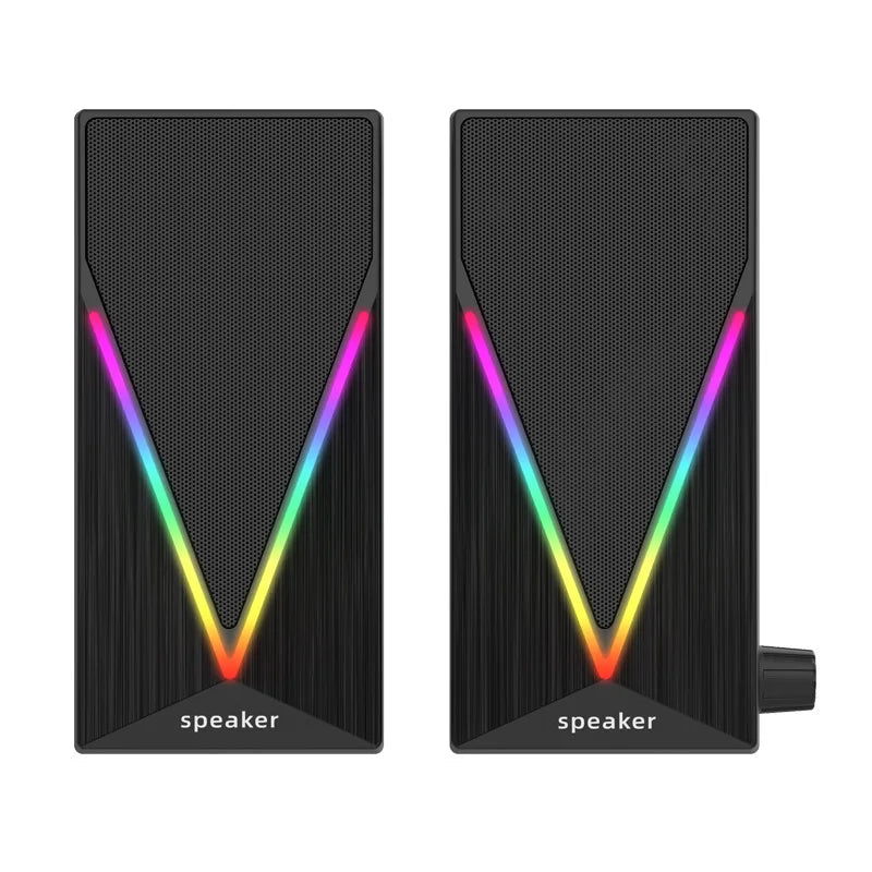 E-1062 High Quality Computer Cable Bass Cannon RGB LED Lighting 3D Stereo Surround Sound 2-Piece Desktop E-sports Gaming Speaker