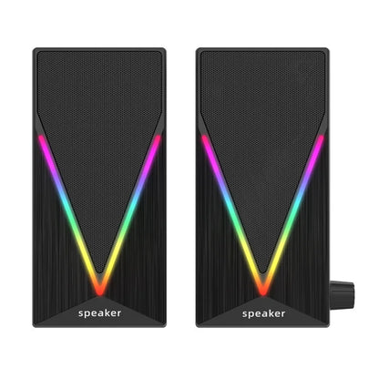 E-1062 High Quality Computer Cable Bass Cannon RGB LED Lighting 3D Stereo Surround Sound 2-Piece Desktop E-sports Gaming Speaker
