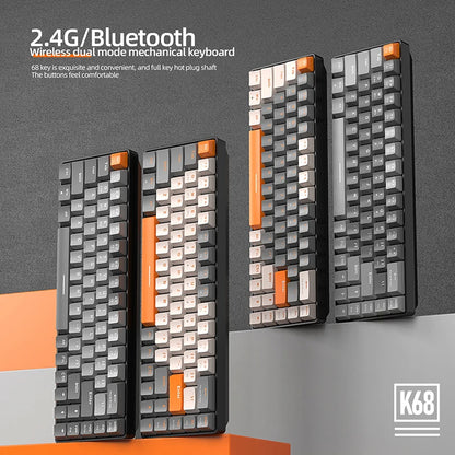 K68 Wireless Mechanical Keyboard 68 Keys Hotswap 2.4G/BT5.0 Dual-mode Full Size Gaming Keyboard with RGB Backlit USB Interface