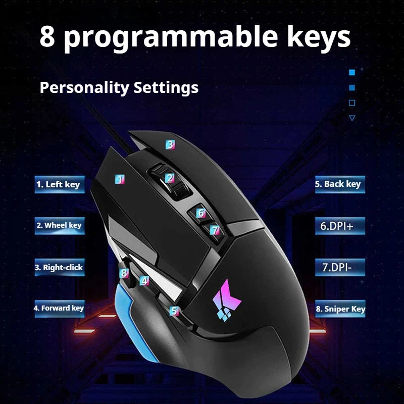 High Performance G502 RGB Backlight USB Wired Gaming Mouse Durable Programmable Design for Right Desktop Gamers Adjustable DPI