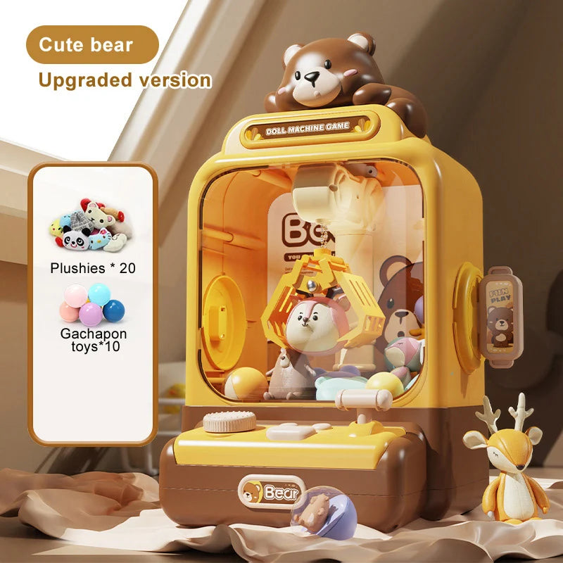 Children Grasp Doll Machine Toy Mini Electronic Clawing Doll Machine Household Electric Pinch Small Doll Twisted Egg Machine Toy
