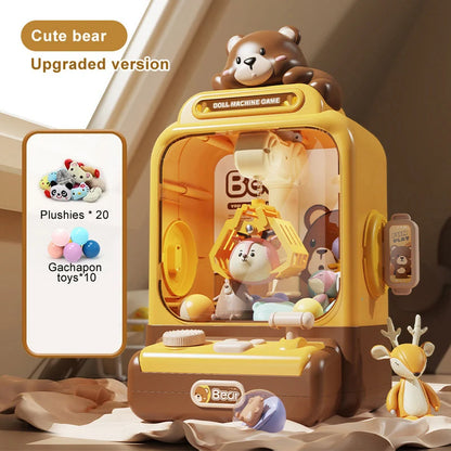 Children Grasp Doll Machine Toy Mini Electronic Clawing Doll Machine Household Electric Pinch Small Doll Twisted Egg Machine Toy