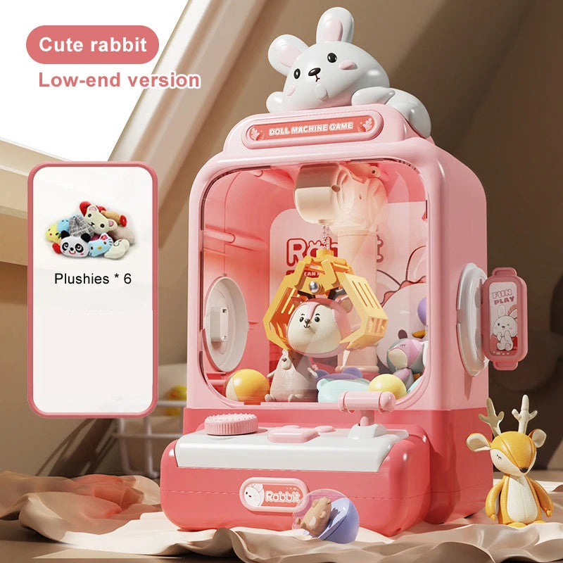 Children Grasp Doll Machine Toy Mini Electronic Clawing Doll Machine Household Electric Pinch Small Doll Twisted Egg Machine Toy