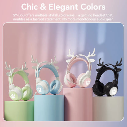Soyto G50 ODM Gaming Headset for Gamers Cute Cat Ear RGB Wired Headphones for Girls Boys Auriculares AudIfonos Factory Wholesale