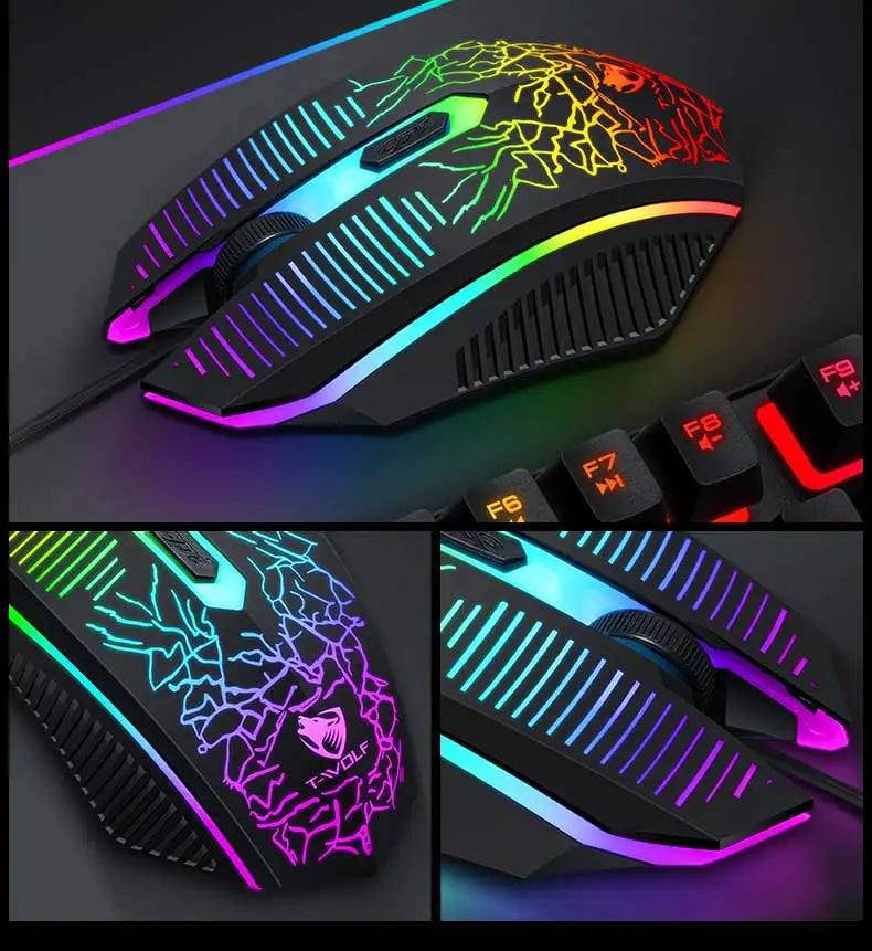 Hot Sale 4 in 1 Portable Wired Gaming Keyboard and Mouse Mousepad Headphone 4 in 1 Combos LED Light Gaming Set for Computer