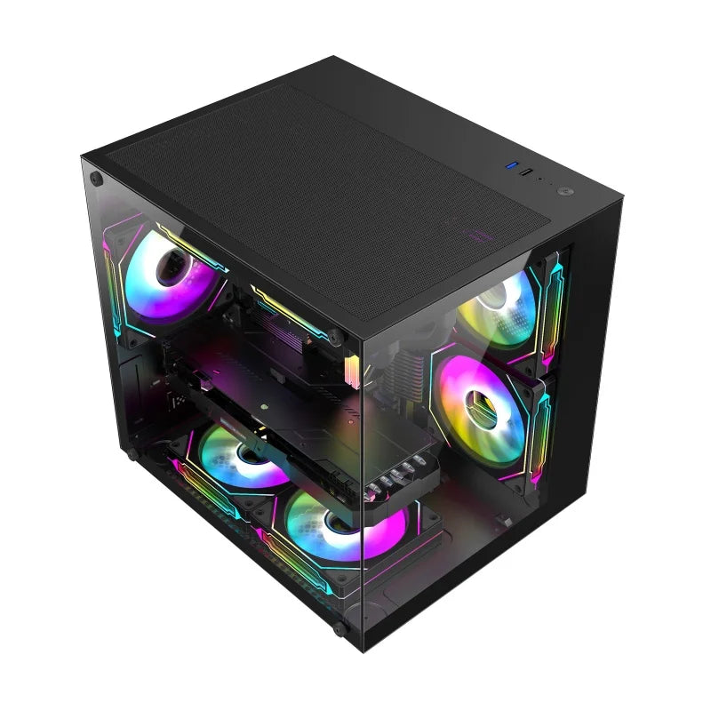 New Product Micro ATX Black Gaming PC Computer Case With Mid Tower Tempered Glass USB3.0 Cabinet PC Case