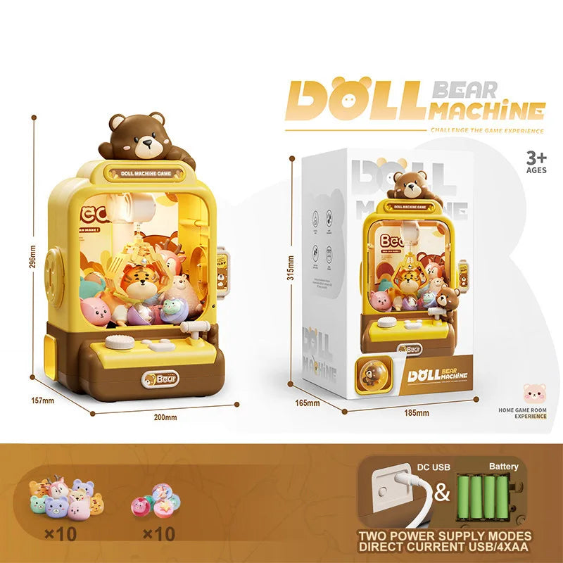 Children Grasp Doll Machine Toy Mini Electronic Clawing Doll Machine Household Electric Pinch Small Doll Twisted Egg Machine Toy