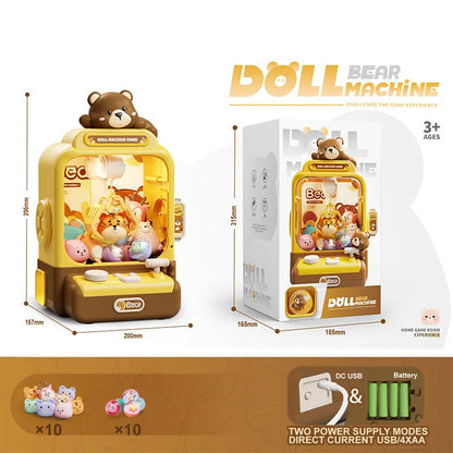 Children Grasp Doll Machine Toy Mini Electronic Clawing Doll Machine Household Electric Pinch Small Doll Twisted Egg Machine Toy