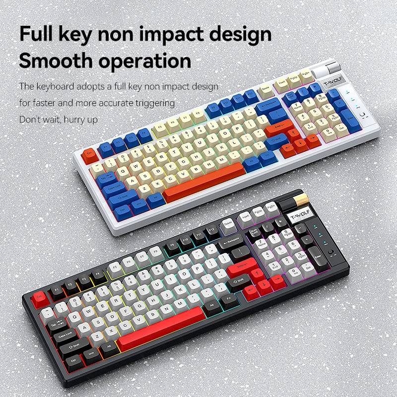 T-WOLF T70 97% Layout with Knob Keyboard 97 Key Hot-Swappable Anti-Ghosting Red Switch RGB Backlit Mechanical Pc Gaming Keyboard