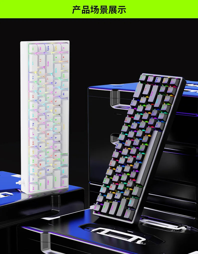 Luminous Mechanical Gaming Keyboard 68 Keys Wired Desktop & Laptop Blue & Red Switches
