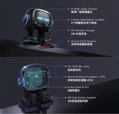 New Design Emo Robot Emotional Voice Ai Desktop Toys Children Compansion Pet Vector Robot Christmas Gift