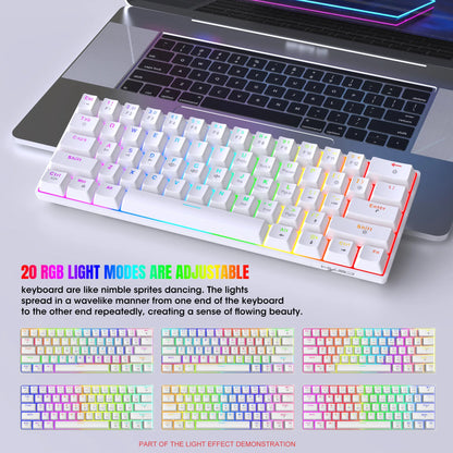 Blue Red Switch 60% USB Wired 61 Key Small Mini Mechanical Computer Gaming Keyboard