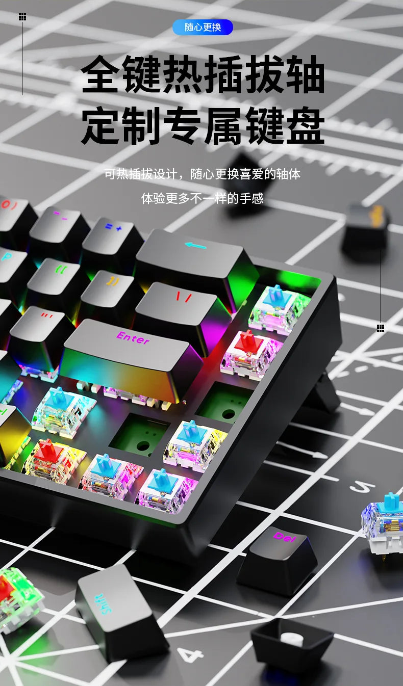 Luminous Mechanical Gaming Keyboard 68 Keys Wired Desktop & Laptop Blue & Red Switches